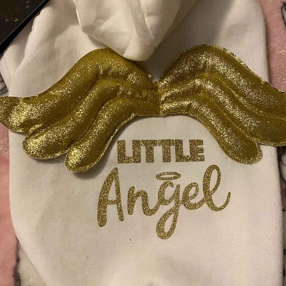 NEW-Little Angel Gold and White dog pet Hoodie